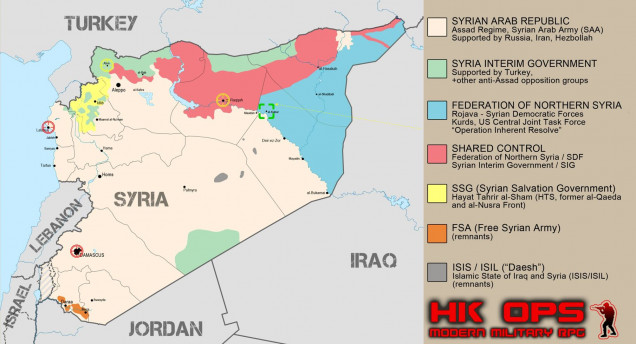 Campaign area with the February 2020 situation in Syria ... with just a few 