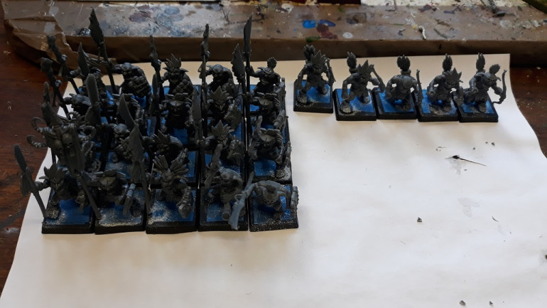 20 spear forest goblins, 5 forest goblin archers.