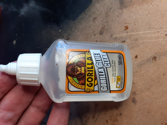 The glue I am using, really good stuff, dries rock hard but gives plenty of time to harden, does not melt polystyrene and dries perfectly clear will be good for water effects.