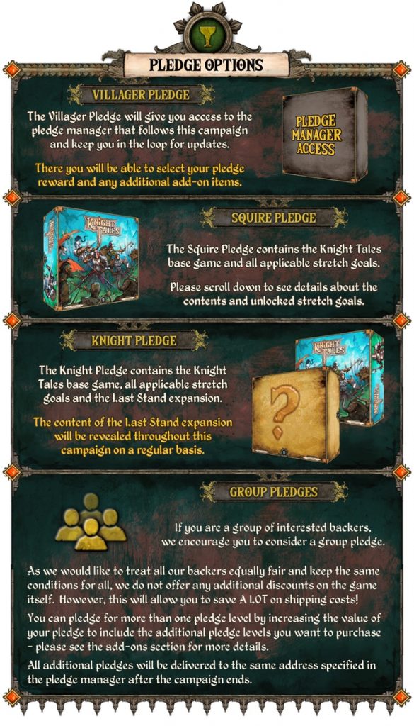 Knight Tales Pledge Options - Voodoo Games