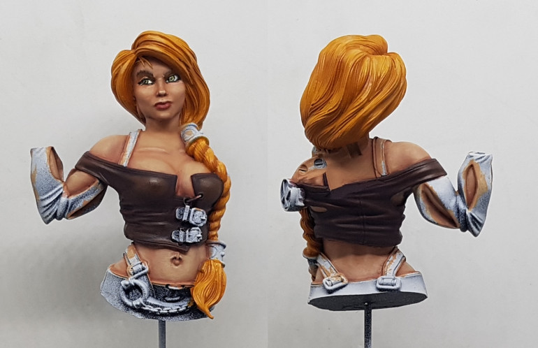 I increased the amount of Orange Leather in the mix as far as I could without it overpowering the red, and then added ALL the water to it. Many layers were carefully applied over the open surfaces that neeed bring up and now it can finally be seen in the photos and looks quite good in person