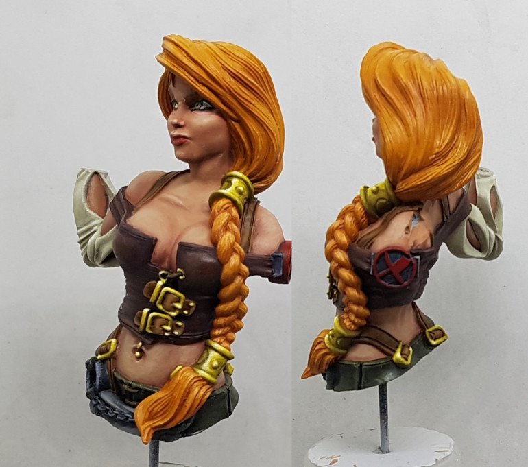 I just took 2 red, smeared them in to each other and painted the insignia.  I'm going for the look of, 