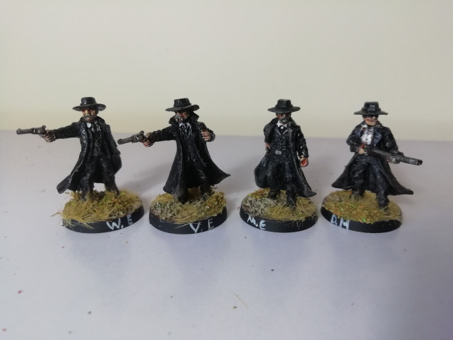 Legendary characters the Earp brothers and Doc Holiday. Just did a little work on the faced but simple black colour scheme