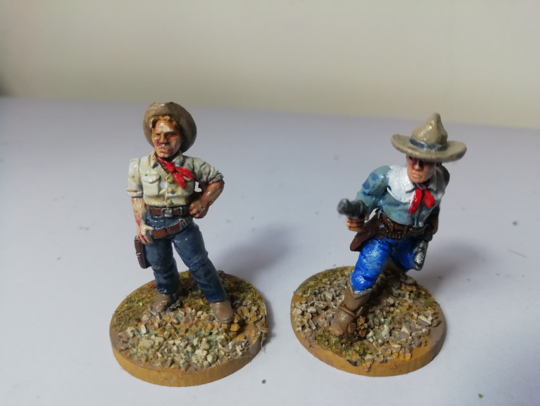 Pulp miniatures cowboys from their Mexican adventure range so a few automatic weapons with these late period fellows