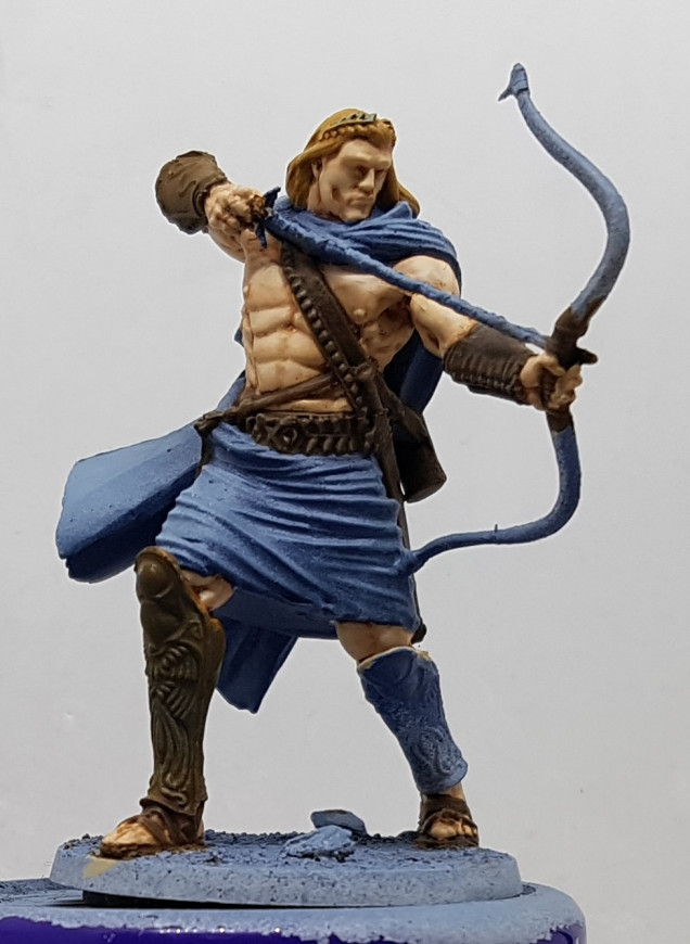 Mid tone leather: Base with Colour Party Paints MA41 Oakstaff, or any standard leather, wash with Agrax Earthshade, then highlight with P3 Beast Hide.