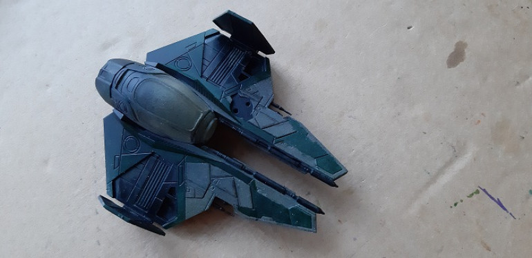 Well I got round to finishing off the Eta-2, I think I went a bit hard with the model mates spray soot black towards the back of the starfighter, but I'm hoping that it all looks rather abandoned and almost ready for the rebels to snatch to fly away in.