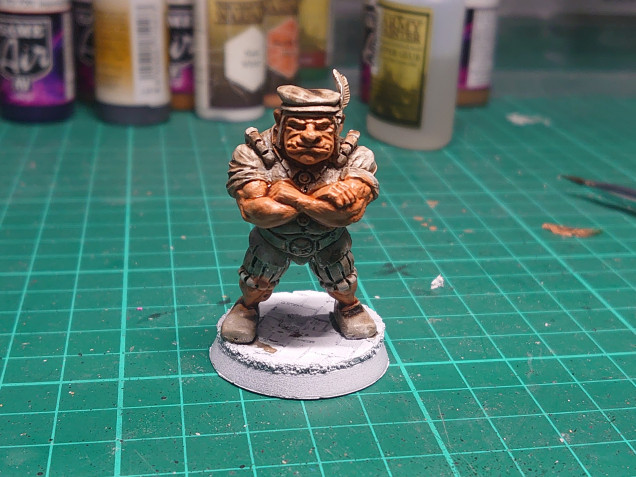 Started work on Leopold, first up some Army Painter barbarian flesh, followed by some Army Painter flesh wash. 