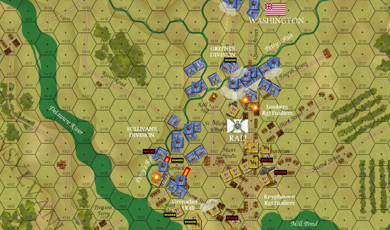 Replay of Trenton in progress.  Balancing  complete Hessian surprise vs. extreme American victory requirements (not a single unit lost historically) has been tough with this one. 