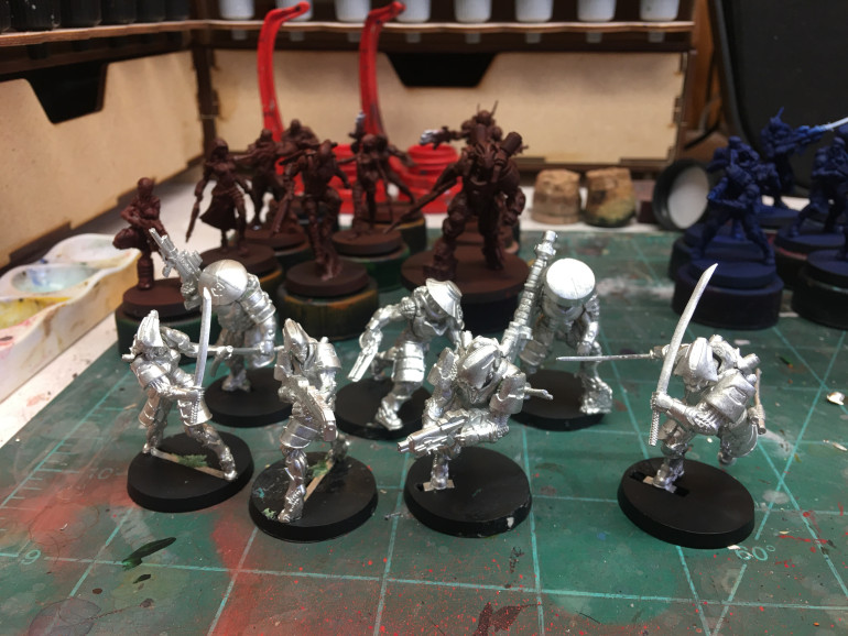 This is rapidly turning into an “assemble all of your minis and organize your terrain” project. I’d earlier put together the JSA box so these are the rest of the models I had.