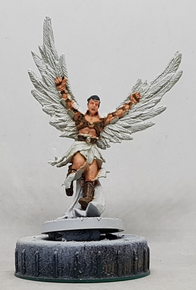 Mid tone leather: Base with Colour Party Paints MA41 Oakstaff, or any standard leather, wash with Agrax Earthshade, then highlight with P3 Beast Hide.  