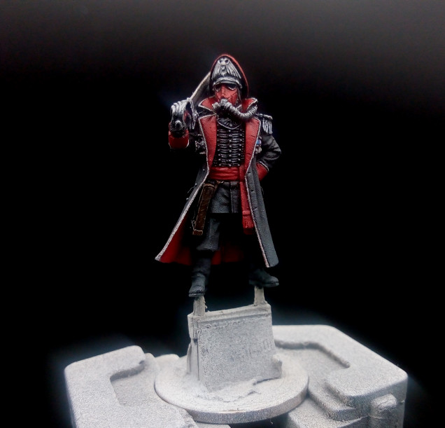 My first Kill Team member is finished, Death Korp of Krieg Commissar (leader)