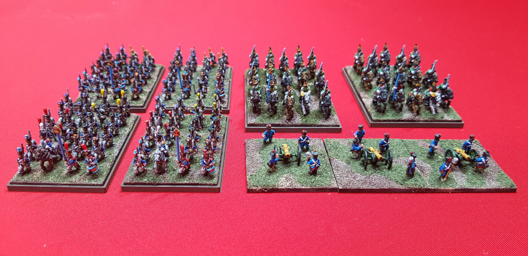 7 days, 7 units. Starting to look more like an army now. I  expect that I'll only update weekly now, unless I do something a bit different. I have another two line battalions to paint and some leger and cavalry on order. I'm also going to need to sort some suitable terrain so look forward to that.