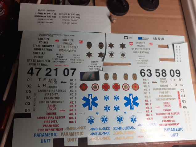 The decal sheet, gonna get loads of use out of this. Bought from policecarmodels.com