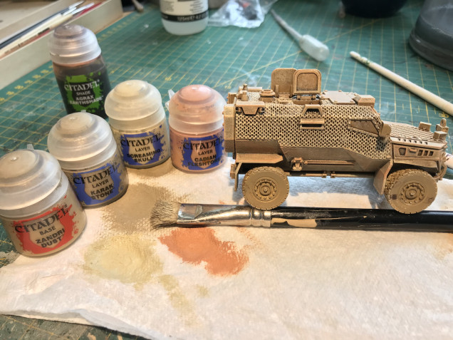 Base colour with successive dry brushes