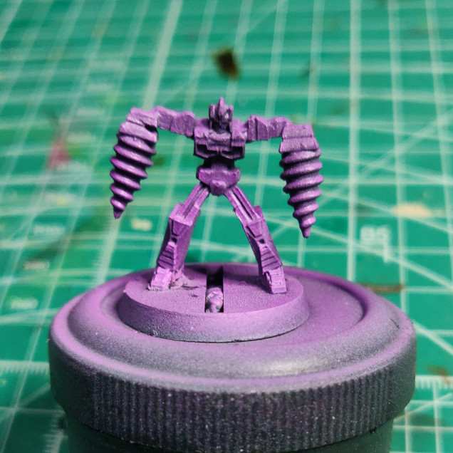 Secret Weapon purple wash Airbrushed over a black & white prime