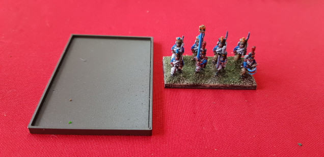 No painting yesterday but I knocked up these lipped sabot bases. They have had a magnetic layer put in the bottom and the troops have been magnetized. Only done for columns at the moment but being French they will probably spend most of the game that way. 