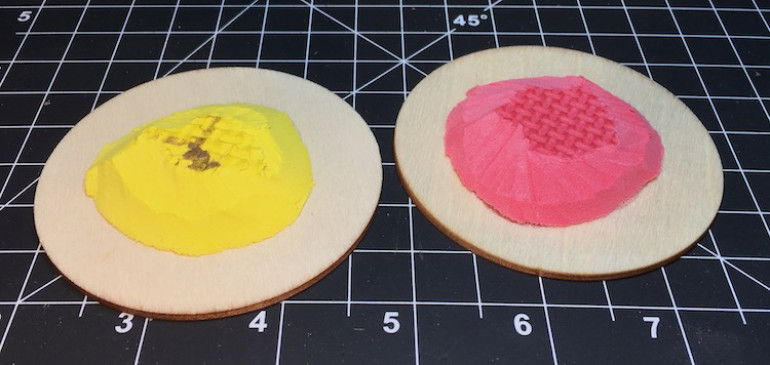 Used an X-Acto knife to trim the foam before gluing onto some of my wooden discs.