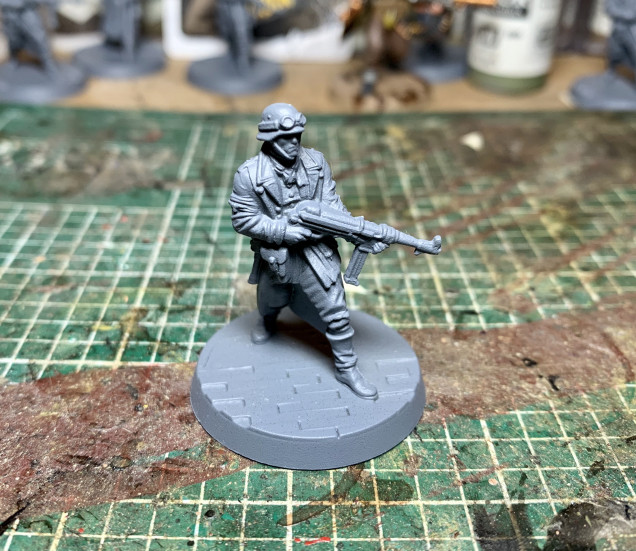Now the core heroes are done they need some goons to kill! As there are sixteen soldiers in the core set  I want to find a scheme that’s quick and easy.ideally the primer will do most of the work so I’ve gone with Army Painter ‘Uniform Grey’