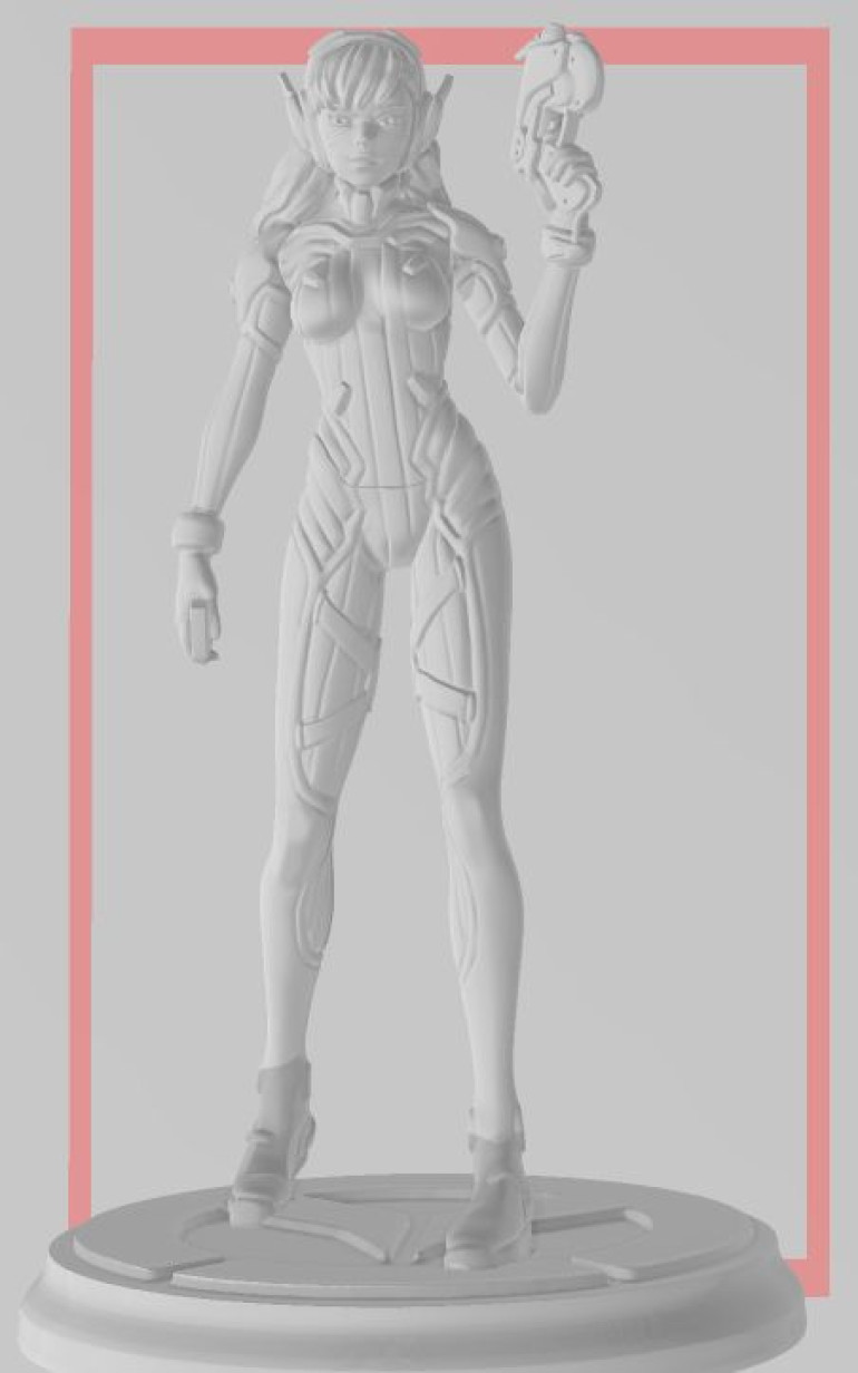 Original designed to print as 90 mm statue (toe to top of the head)