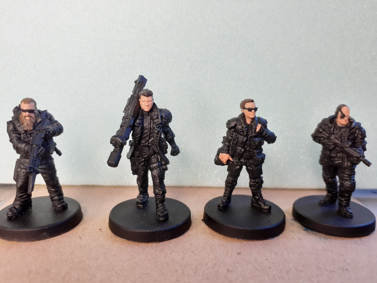 All these figures are from Monster Fight Club, and this first batch I am painting (I have two more batches after this) depict the characters (and GM Mike Pondsmith-The Cop) from the recent two part Cyberpank red play through on youtube.