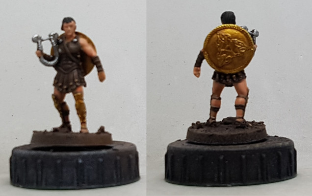 High Gold: Undercoat brown.  Base with AK Old Brass, wash with GSW Pecaton Flesh and highlight with AK Brass.  Silver: Base with VGC Chainmail, pin wash with GW Nuln Oil diluted 1:1:1 with Lahmium Medium and water. Highlight with Chainmail mixed with VGA Chrome and edge highlight with Chrome.  