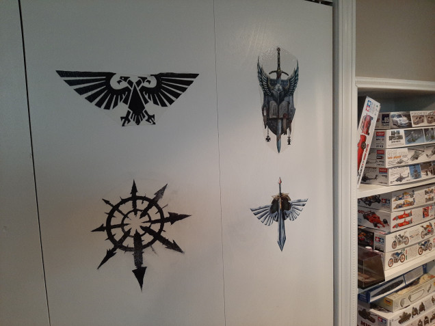 Needed a way to dress up a white closet.  Inkjet on clear decal paper. 
