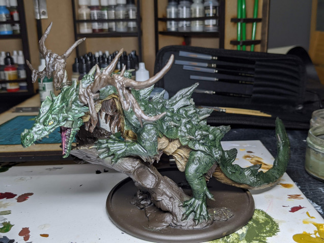 The big dragon, painted green and washed with creed camo