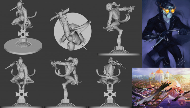 His sculpt, card art, and a depiction of Ostia the city from where the Shadow faction are rumoured to be based