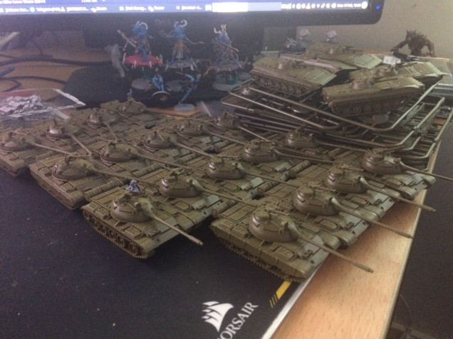 Just a selection of vehicles ready to be washed and primed after adding some extra stowage from the FoW Soviet WW2 stowage kits in order to try and break up the monotony in the outlines of all these similar looking vehicles.