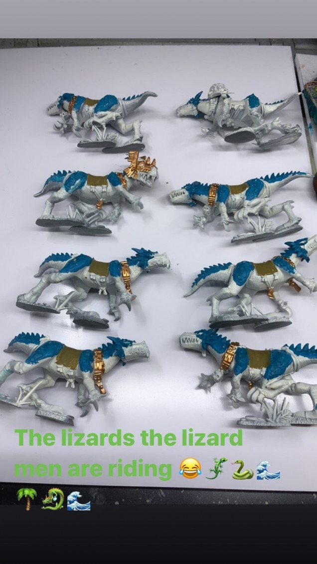 Saurus riders... Where I had to stop after 21+ hours of painting in one go.