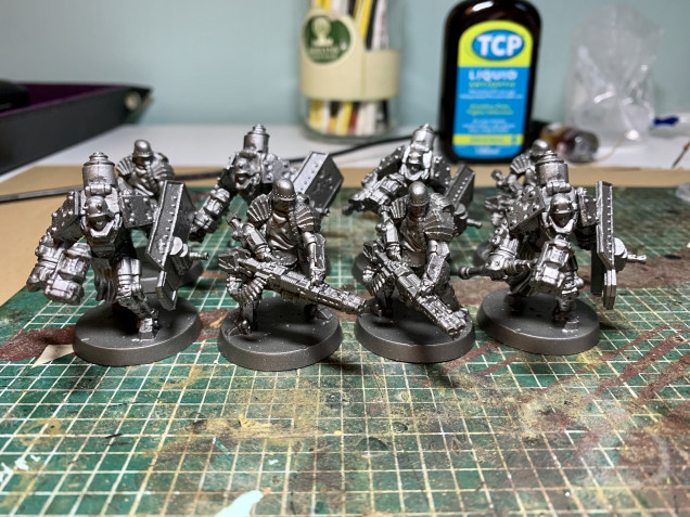 First its some of the heavier hitters with the Sturm Kanonier and the Sturm Angriff. Again looking to speed paint these as quick as possible. As they are mostly metal im looking for the primer to most of the work. Break out the Leadbelcher!