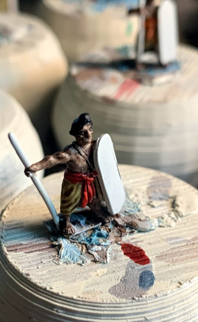 Here is a partially done mini with the contrast mixture.