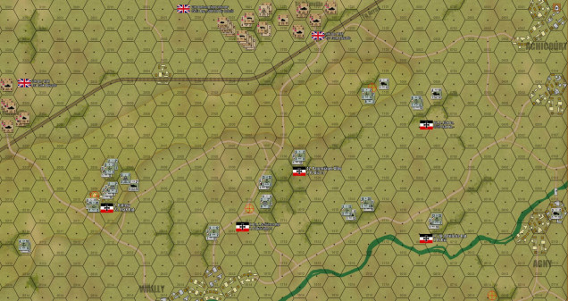 Table is set up and ready to go.  I might have given the British a LITTLE too much firepower (I'm being generous with my interpretation of 6th DLI's and 368 / 92nd Field Artillery Regiment's position) but I want to give the Brits a fighting chance to change history.