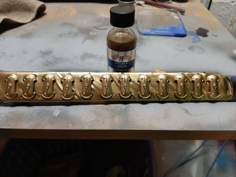 The Alclad Pale Gold was the closest thing I had to bronze.  Go with 2 to 3 thin coats at 20 psi with 20min between them.  They are looking pretty shiny, I may have to knock them done with a dull cote or wash.  So if you do decide to try Alclad things to know are... do not thin anything, they are perfect and ready to go from the bottle.  Ventilate, ventilate and ventilate, this stuff is lacquer and its not good for you.  Lastly use and old airbrush, not your high dollar fine detail one and clean it using Alclad cleaner or if you do not have or cannot find get some nail polish remover and run that thru your brush. After that rinse several times with water. 