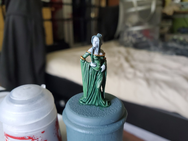 As with all Contrast, you need a bright basecoat, so I used Grey Seer. Definitely a good idea here to do thin, smooth coats to get the best finish to the skin.