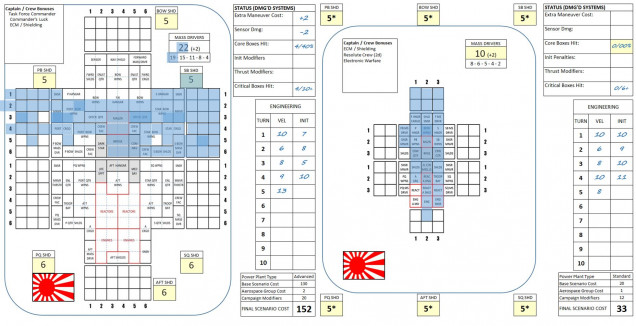 Not so much with the Kama and especially Urakaze.  Kama’s taken 10 out of 18 crew boxes hit, putting her losses closer to 55%.  Out of a crew of 684 officer and men, that’s 94 killed and 284 wounded.  Urazake would be even worse (the little 27,400-ton frigate carrying only 121 officers and men).  In fact casualties would be total, except she has the “Resolute Crew” battle upgrade, allowing crew casualties (and % break off chance) to be halved.  So figure 15 killed and 45 wounded.  Suffice it to say that Japan has earned herself a slice of the winnings in 72 Hercules and 99 Hercules (Redemption UN Mandate).  By contrast, the Arab League ships were not even FIRED UPON.  But they knocked out the Tatiana Mikhailevna singlehandedly and delivered MOST of the killing fusillade into the stern of the Potemkin.