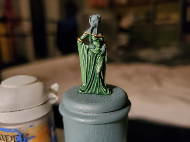 ...and highlighted with Liberator Gold. I think that simple touch of shine really makes the whole thing stand out. Next up is the skin and hair, so stay tuned...or whatever.