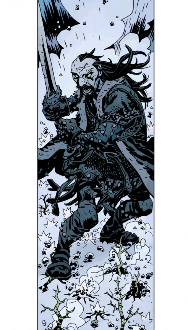 Koschei the Deathless.  Sent to destroy Hellboy at any cost by the Baba Yaga, Koschei is fated to be brought back from death again and again... whether he wants to be or not!