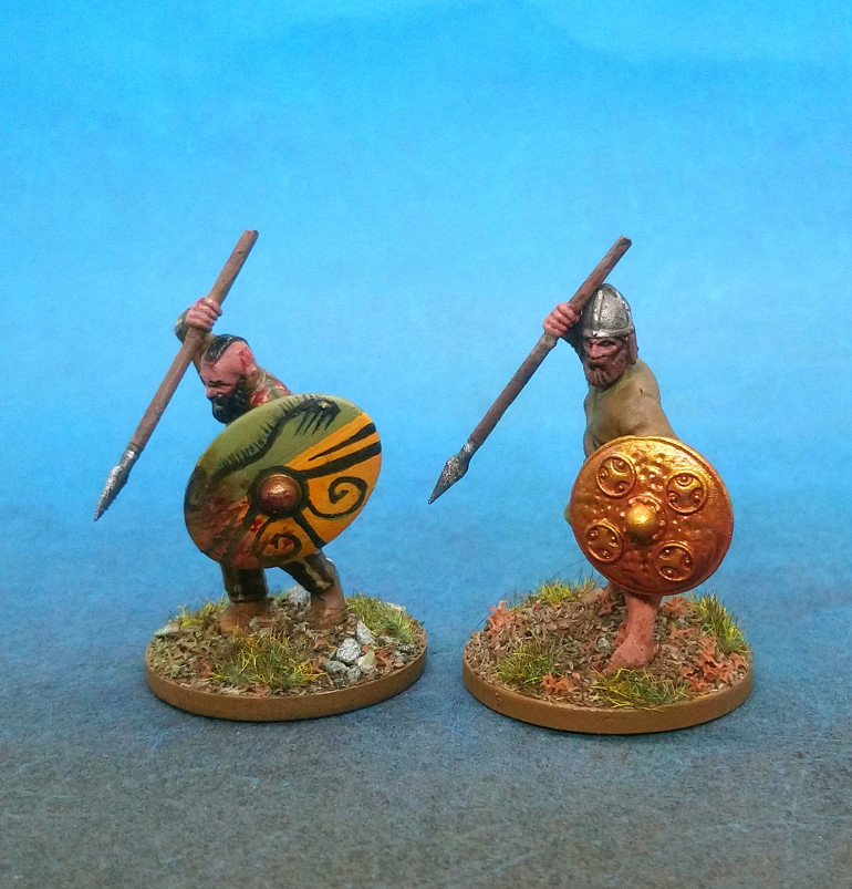 Wargames Atlantic spears, added to axe shafts with the axe heads snipped off. 