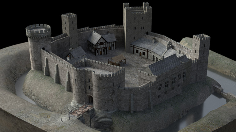 Reconstruction of Sheffield Castle, which was completely demolished in 1648.