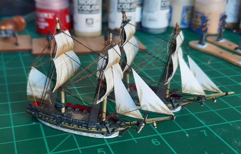 A pair of brigs all rigged and ready to sail