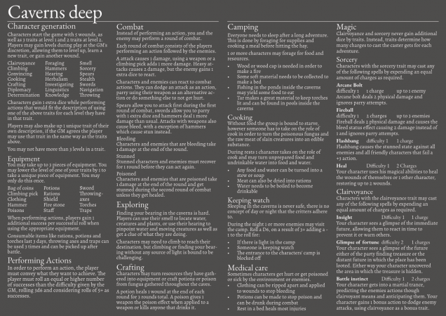 Caverns deep, update on the fonts