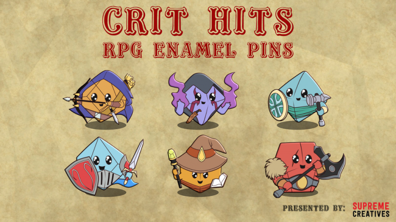 Crit Hits RPG Dice Themed Hard Enamel Pins