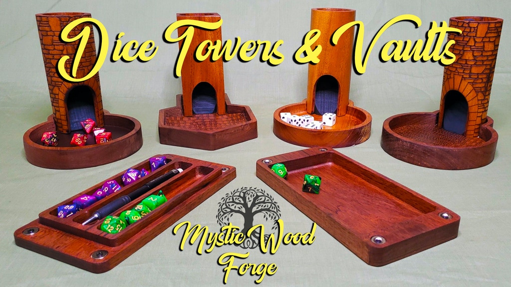 Round Dice Tower + Custom Dice Vaults by Mystic Wood OnTableTop