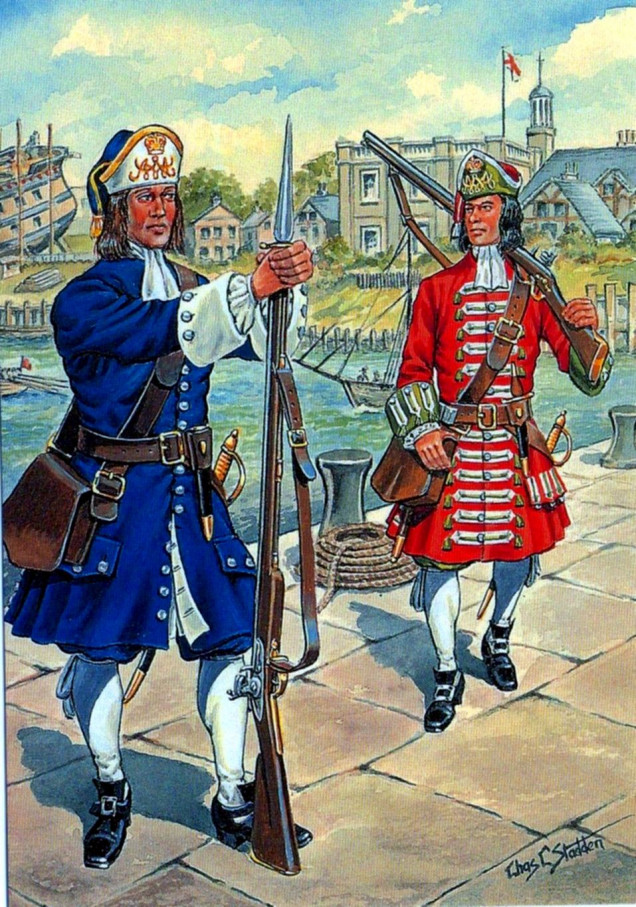 Left, in the blue, is the Earl of Torrington's and to the right, in red, is the Earl of Pembroke's.