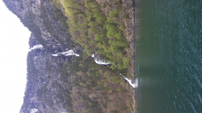 Annoying, this one loads sideways... But I can't just pop back and retake the picture in landscape now... This shows the ways in which the water will flow to the fjord. Where the water cuts to a solid cliff and then free falls to a lower level, we call that a hanging valley and most streams in young glacial valleys will start this way before eroding a cut down to a continual flow.