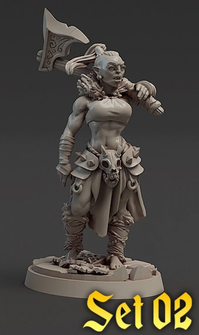 Half Orc Female Barbarian from Titan Forge, as a token nod to Orktober, even though I've never thought about it before