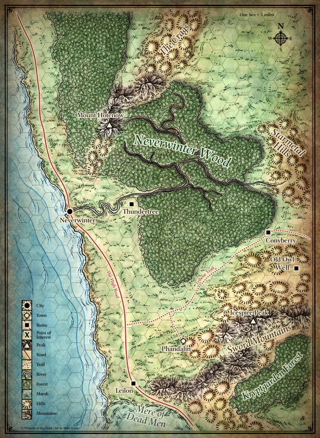 Map of the region.  A part of adventurers with or without an Ox Cart can travel about 24 miles a day and still get full meals and rest.