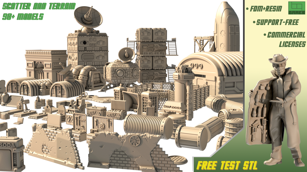 Sci Fi Scatter And Terrain For Wargames 3D Printable STL OnTableTop 