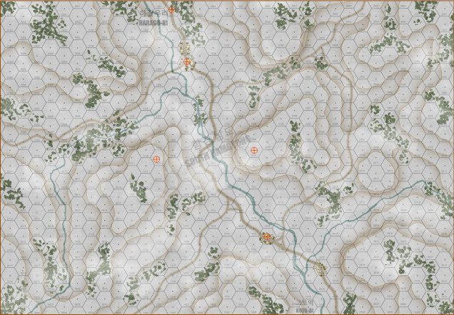 Map for the game, showing about 3 x 5 km of 